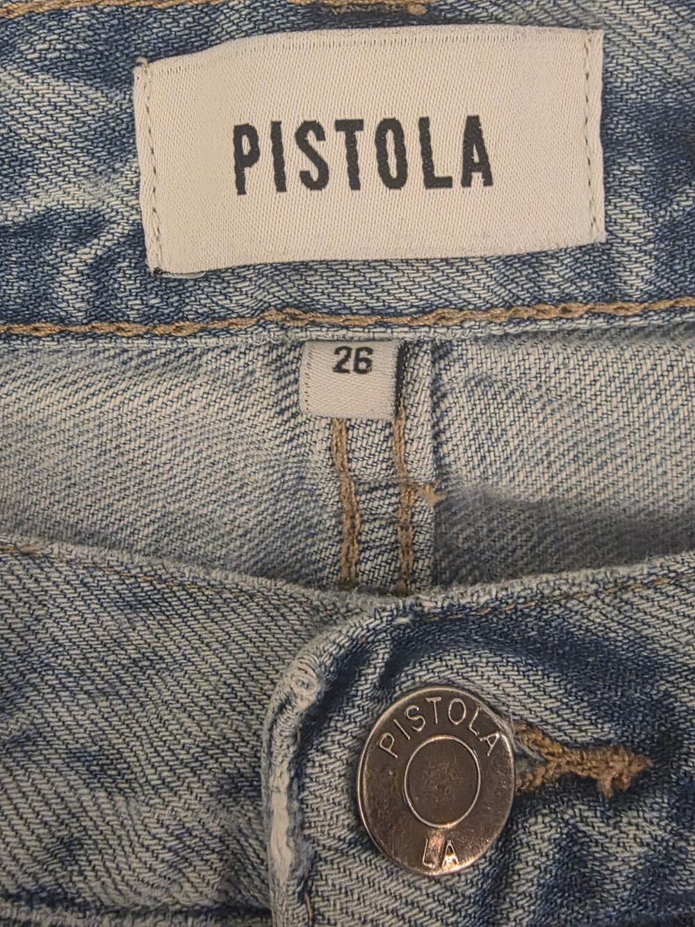 Pistola Distressed Light Wash Button-Fly Straight Leg Jeans - Women's Size 26